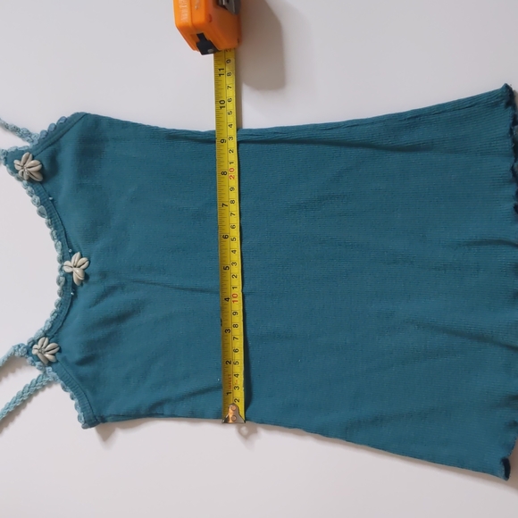 Pout Teal Tank Top, Girls Small, shell embellishments - Picture 7 of 8
